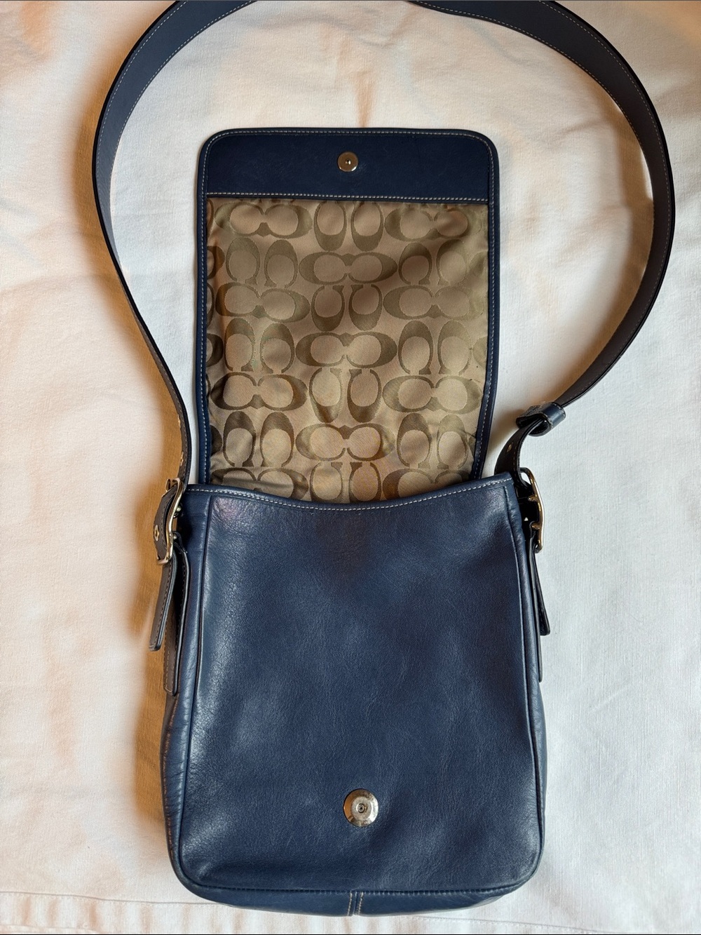 Coach Vintage Blue Leather Messenger Crossbody 9335 - Picture 2 of 10
